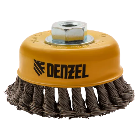 Щетка для УШМ DENZEL 746283, 100 мм, «чашка», крученая нержавеющая проволока 0.5 мм, М14