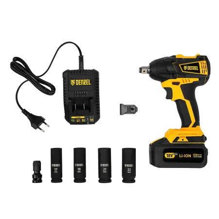 Гайковерт ударный аккумуляторный бесщет DENZEL CIW-IB-300, Li-ion, 18В, 300Нм