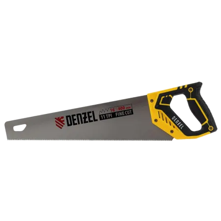 Ножовка по дереву DENZEL 400 мм, 11 TPI, зуб 3D, двухкомпонентная рукоятка