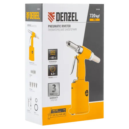 Пневматический заклепочник DENZEL PR4, 2,4-4,8 мм