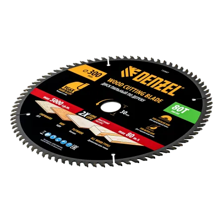 Пильный диск по дереву DENZEL ф300 х 30 мм, 80 зубьев