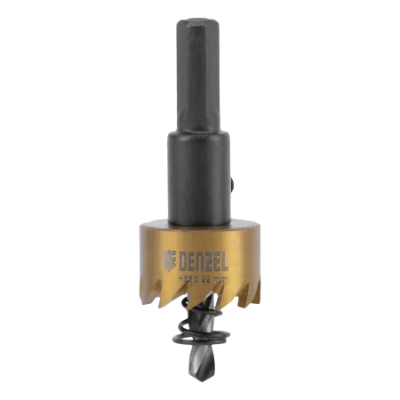Коронка по металлу DENZEL 724103, 22 мм, HSS, нитридтитановое покрытие