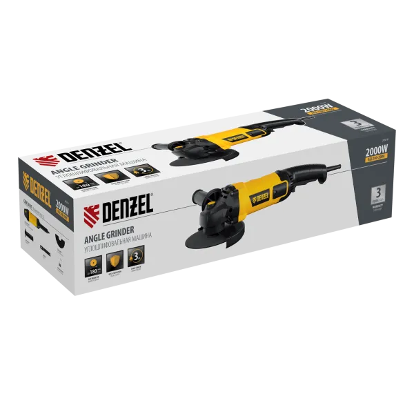 Машина шлифовальная угловая DENZEL AGL180-2000, 2000 Вт, 180 мм, 8500 об/мин