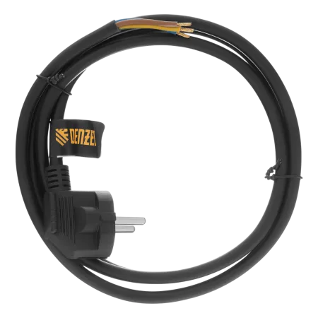Шнур сетевой Energy Series DENZEL, ПВС, 1,5 м, 3 x 1,5 мм, с неразборной вилкой, черный