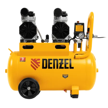 Компрессор безмасляный, малошумный DENZEL DLS 1500/50, 1500 ВТ, 2x750, 50 л, 260 л/мин