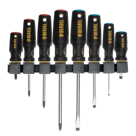 Набор отверток DENZEL 8 пр., CrV, трехкомпонентная рукоятка