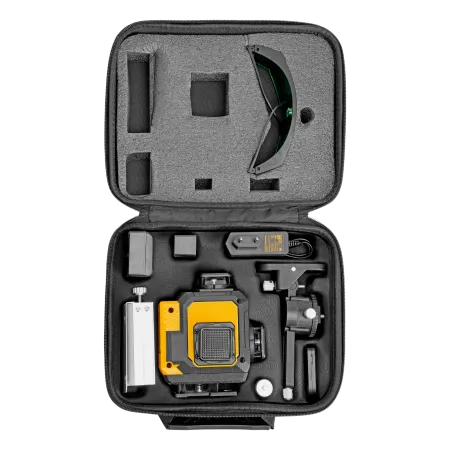 Лазерный уровень мультипризменный DENZEL DLV 360-4T, 30 м, зеленый луч, Li-Ion 2,4 Aч, штатив