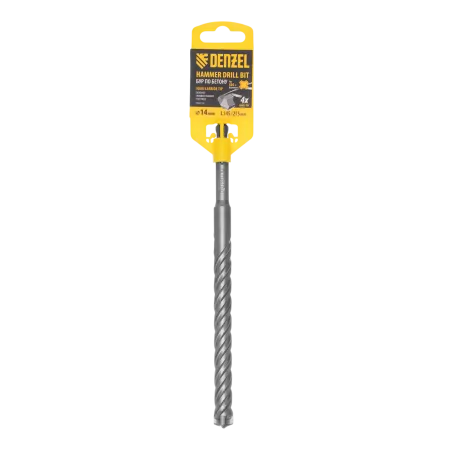 Бур по бетону DENZEL, цельная крестовая пластина, 14x215 мм, SDS PLUS
