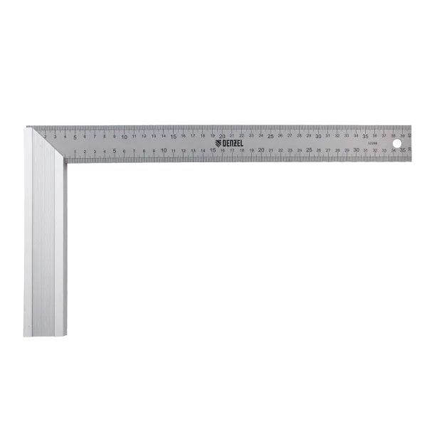 Угольник DENZEL 32398 400 мм, нержавеющая сталь, градуировка, алюминиевое основание