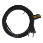 Шнур сетевой Energy Series DENZEL, ПВС, 3 м, 2 x 1 мм, с неразборной вилкой, черный