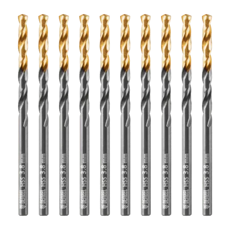 Сверло по металлу DENZEL 3,8 мм, HSS-Tin, Golden Tip, 10 шт.
