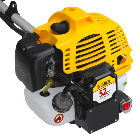 Триммер бензиновый DENZEL DT-52E, 52 см3, неразъемная штанга, электростартер, состоит из 2 частей