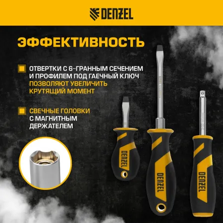 Набор инструментов DENZEL 1/2", 1/4", 3/8", CrV, S2, пластиковый кейс, 144 предмета
