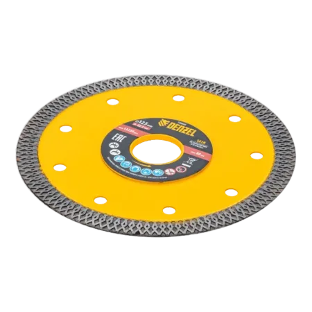 Диск алмазный отрезной DENZEL 125 х 22,2мм, сплошной, супертонкий, горячий пресс, сухой/мокрый рез