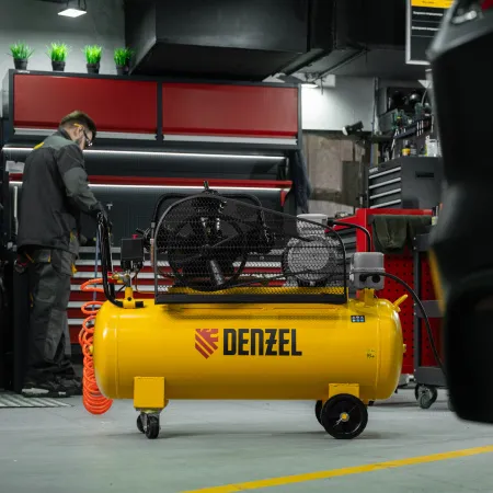 Компрессор воздушный DENZEL BCW3000-T/100, 3.0 кВт, ременный привод, 100 литров, 520 л/мин