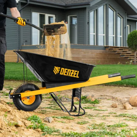 Тачка садовая DENZEL 68999, грузоподъемность 230 кг, 140 л, усиленная