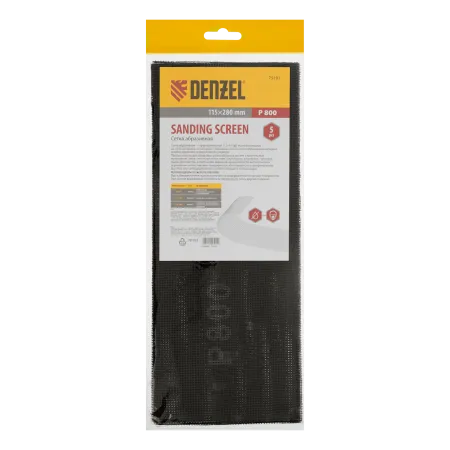 Сетка абразивная DENZEL 75191, P800, 115 x 280 мм, 5 шт.