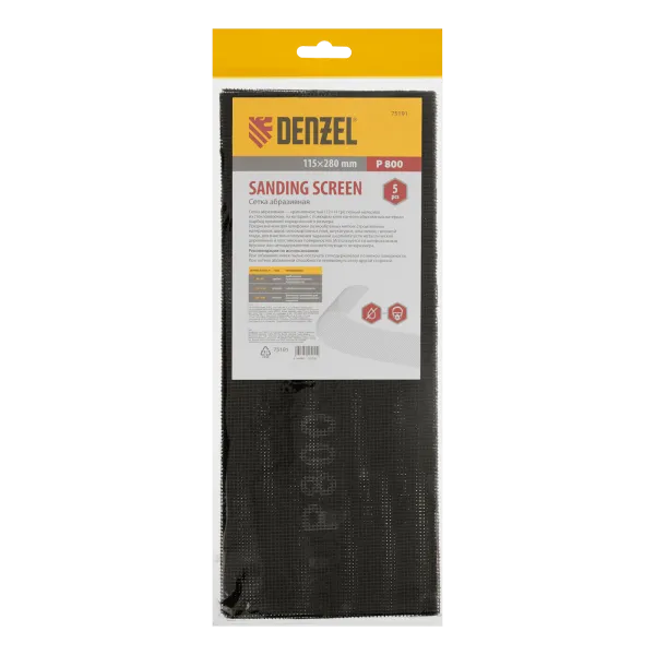 Сетка абразивная DENZEL 75191, P800, 115 x 280 мм, 5 шт.