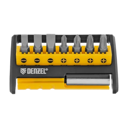 Набор бит с магнитным держателем DENZEL S2, 8 шт.