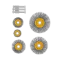Набор щеток для дрели DENZEL, 5 Плоских 25-38-50-63-75 мм, шпилька, нерж. вит. проволока