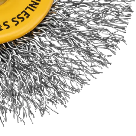 Щетка для дрели DENZEL, 60 мм, Плоская, со шпилькой, нержавеющая витая проволока