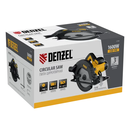 Пила циркулярная DENZEL CSD-190, 1600 Вт, 190 мм