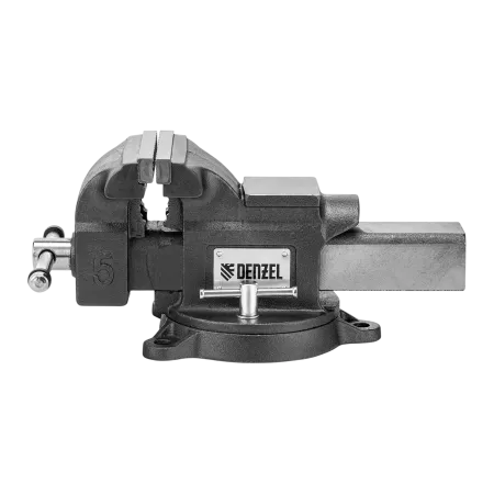Тиски слесарные DENZEL BVH-125, 125 мм, поворотные, стальная направляющая, с наковальней