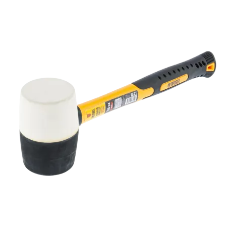 Киянка резиновая DENZEL 16 oz, черно-белая резина, фибергласовая рукоятка