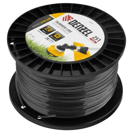 Леска для триммера DENZEL двухкомпонентная квадрат, 2,0мм х 251м, на DIN катушке EXTRA CORD