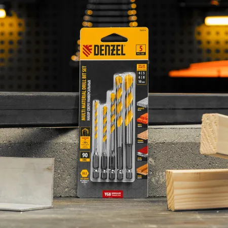 Набор сверл универсальных DENZEL, Multi cut, 4-10 мм, 5 шт.