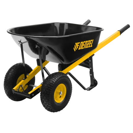 Тачка строительная DENZEL усиленная, объем 140 л, 250 кг, двухколесная, колесо 15х6.00-6