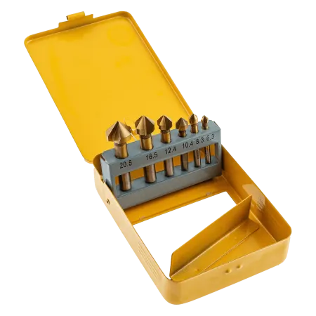 Набор зенковок DENZEL HSS, M3-M10, 6 шт, металл. кейс