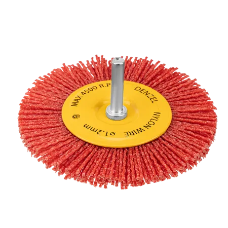 Щетка для дрели DENZEL, 100 мм, Плоская, со шпилькой, нейлоновая щетина