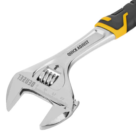 Ключ разводной DENZEL 250 мм (раскрытие до 38 мм), CrV, с быстрым сбросом, кованый, TPR рукоятка