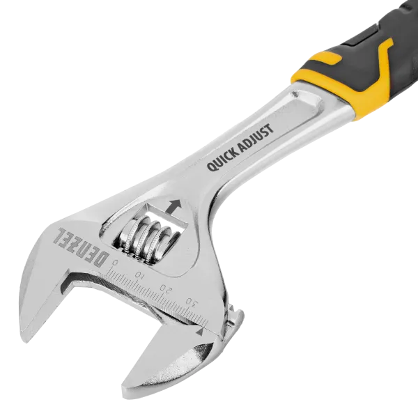 Ключ разводной DENZEL 250 мм (раскрытие до 38 мм), CrV, с быстрым сбросом, кованый, TPR рукоятка