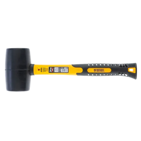 Киянка резиновая DENZEL 24 oz, черная резина, фибергласовая рукоятка