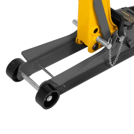 Домкрат гидравлический подкатной с фиксатором DENZEL 2,5 т,  85-385 мм, в пласт. кейсе