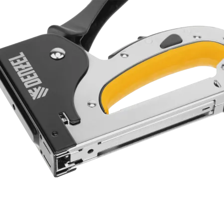 Степлер мебельный DENZEL стальной корпус, быстрая загрузка, регул. силы удара, тип 53, 4-14 мм