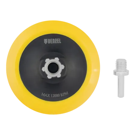 Тарелка опорная для дрели и УШМ DENZEL с липучкой, 125 мм, мягкая, с адаптером c М14 на d8