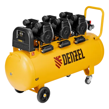 Компрессор безмасл. малошумн. DENZEL DLP-4500/150, 4,5 кВт, 3х1,5 кВт,150 л, 2850 об/мин,750 л/мин