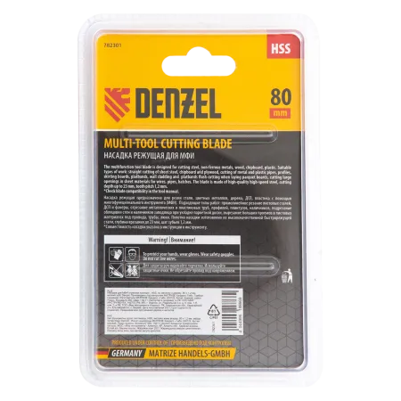 Насадка для МФИ DENZEL 782301 отрезная полукруг, HSS, по металлу и дереву, 80 мм х 1,2 мм