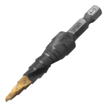 Сверло ступенчатое DENZEL 4-5-6-7-8-9-10-11-12 мм, Р6М5, 6-гр. хвостовик