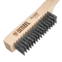 Щетка зачистная 6-и рядная DENZEL, прямая проволока из нержавеющей стали с деревянной ручкой, EFP