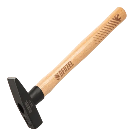Молоток слесарный DENZEL 200 г, кованый квадратный боек, буковая рукоятка