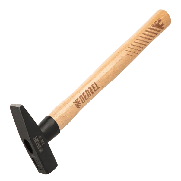 Молоток слесарный DENZEL 200 г, кованый квадратный боек, буковая рукоятка