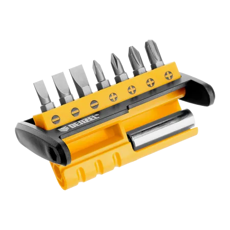 Набор бит с магнитным держателем DENZEL S2, 8 шт.