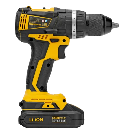 Дрель-шуруповерт аккумуляторная ударная бесщет DENZEL CIDB-IB-18-02, Li-Ion, 18 В, 2 акк.