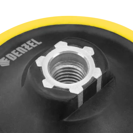 Тарелка опорная для дрели и УШМ DENZEL с липучкой, 150 мм, мягкая, с адаптером c М14 на d8