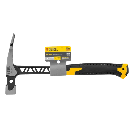 Молоток каменщика DENZEL 680 г, цельнокованый, двухкомпонентная обрезиненная рукоятка