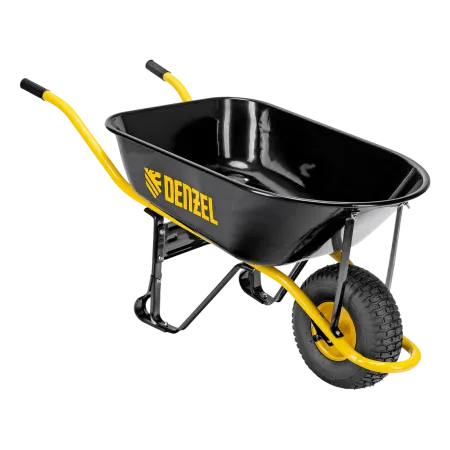 Тачка строительная DENZEL, усиленная, объем 130 л, 230 кг, колесо 15х6.00-6